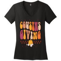 Cousins Giving Cute Pumpkin Cousin Crew Thanksgiving Family Women's V-Neck T-Shirt