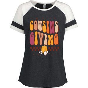 Cousins Giving Cute Pumpkin Cousin Crew Thanksgiving Family Enza Ladies Jersey Colorblock Tee