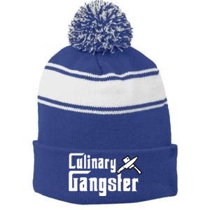 Culinary Gangster Cool Chef Cutlery Gift Hooded Gift Stripe Pom Pom Beanie