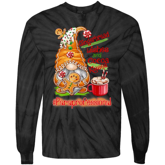 Christmas Gnome Cookies Paraprofessional Coffee Latte Xmas Tie-Dye Long Sleeve Shirt