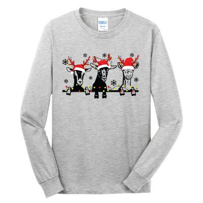 Cute Goats Christmas Lights Funny Farm Animal Christmas Tall Long Sleeve T-Shirt