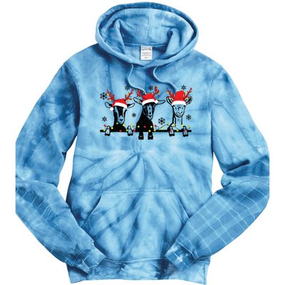 Cute Goats Christmas Lights Funny Farm Animal Christmas Tie Dye Hoodie