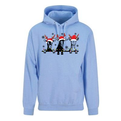 Cute Goats Christmas Lights Funny Farm Animal Christmas Unisex Surf Hoodie