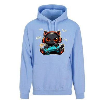 Cute Gamer Cat Playing Video Pew Pew Unisex Surf Hoodie