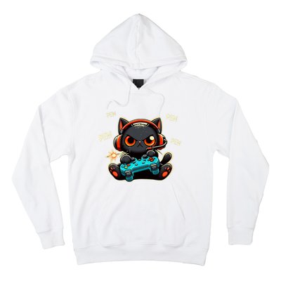 Cute Gamer Cat Playing Video Pew Pew Hoodie