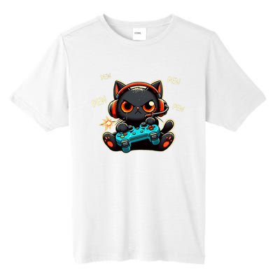 Cute Gamer Cat Playing Video Pew Pew Tall Fusion ChromaSoft Performance T-Shirt