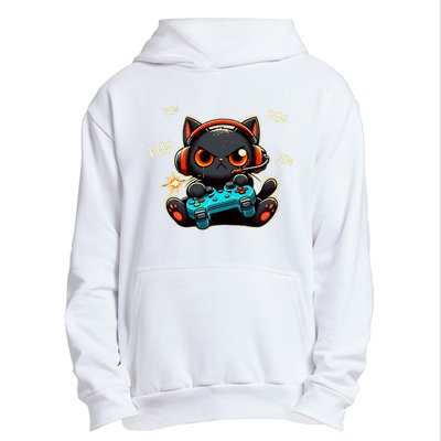 Cute Gamer Cat Playing Video Pew Pew Urban Pullover Hoodie