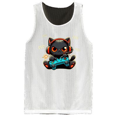 Cute Gamer Cat Playing Video Pew Pew Mesh Reversible Basketball Jersey Tank