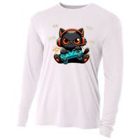 Cute Gamer Cat Playing Video Pew Pew Cooling Performance Long Sleeve Crew