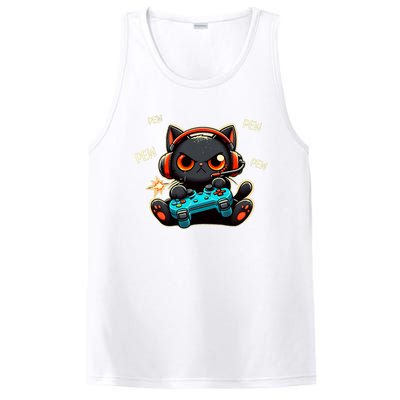 Cute Gamer Cat Playing Video Pew Pew PosiCharge Competitor Tank