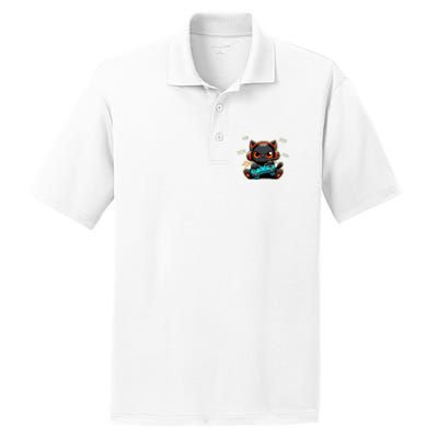 Cute Gamer Cat Playing Video Pew Pew PosiCharge RacerMesh Polo