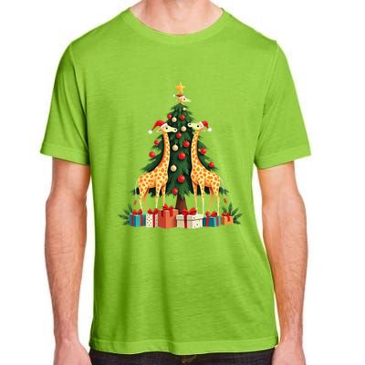 Cute Giraffe Christmas Tree Giraffe Lovers Xmas Holiday Adult ChromaSoft Performance T-Shirt