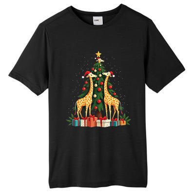 Cute Giraffe Christmas Tree Giraffe Lovers Xmas Holiday Tall Fusion ChromaSoft Performance T-Shirt