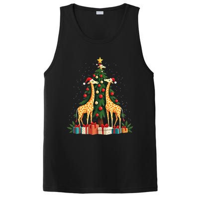 Cute Giraffe Christmas Tree Giraffe Lovers Xmas Holiday PosiCharge Competitor Tank