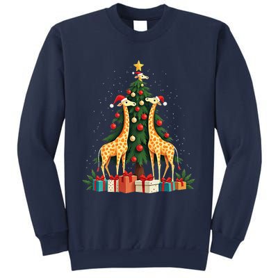 Cute Giraffe Christmas Tree Giraffe Lovers Xmas Holiday Sweatshirt