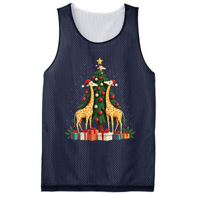 Cute Giraffe Christmas Tree Giraffe Lovers Xmas Holiday Mesh Reversible Basketball Jersey Tank