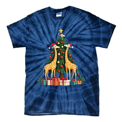 Cute Giraffe Christmas Tree Giraffe Lovers Xmas Holiday Tie-Dye T-Shirt