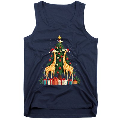 Cute Giraffe Christmas Tree Giraffe Lovers Xmas Holiday Tank Top