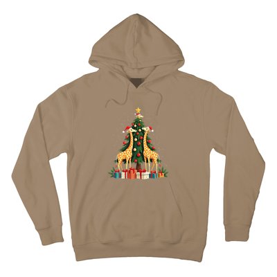 Cute Giraffe Christmas Tree Giraffe Lovers Xmas Holiday Hoodie