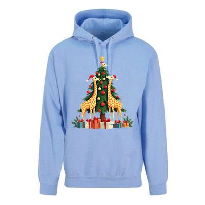 Cute Giraffe Christmas Tree Giraffe Lovers Xmas Holiday Unisex Surf Hoodie