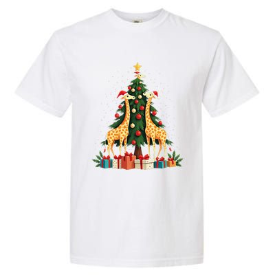 Cute Giraffe Christmas Tree Giraffe Lovers Xmas Holiday Garment-Dyed Heavyweight T-Shirt