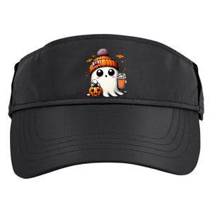 Cute Ghost Drinking Coffee Halloween Ghost Ice Coffee Adult Drive Performance Visor