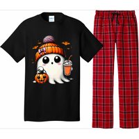 Cute Ghost Drinking Coffee Halloween Ghost Ice Coffee Pajama Set