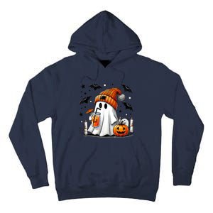 Cute Ghost Drinking Coffee Halloween Ghost Coffee Tall Hoodie