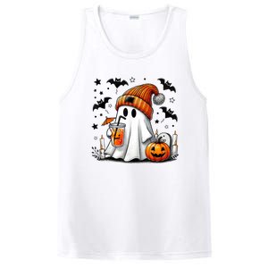 Cute Ghost Drinking Coffee Halloween Ghost Coffee PosiCharge Competitor Tank