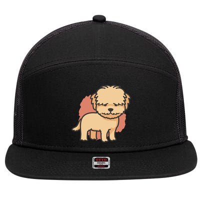 Cute Goldendoodle Dog 7 Panel Mesh Trucker Snapback Hat