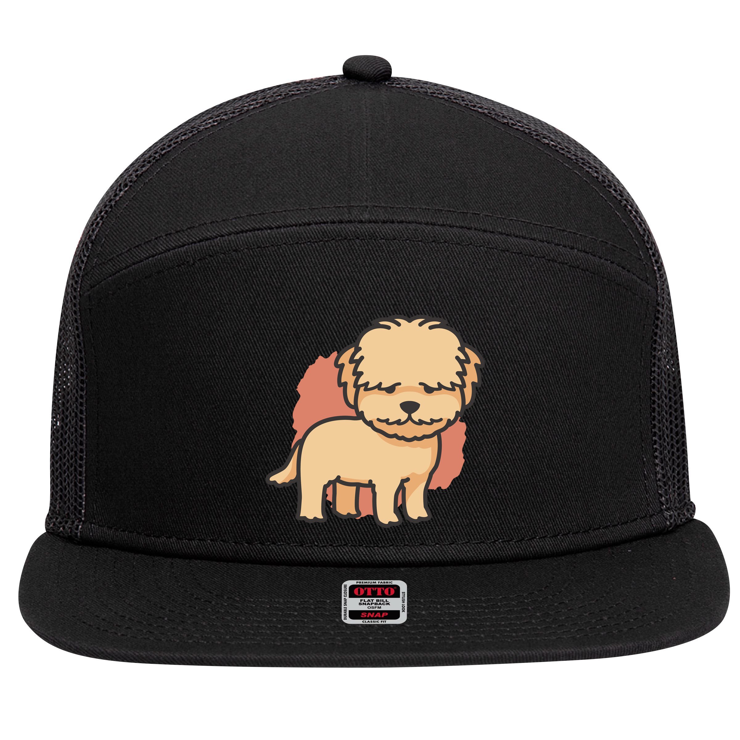 Cute Goldendoodle Dog 7 Panel Mesh Trucker Snapback Hat