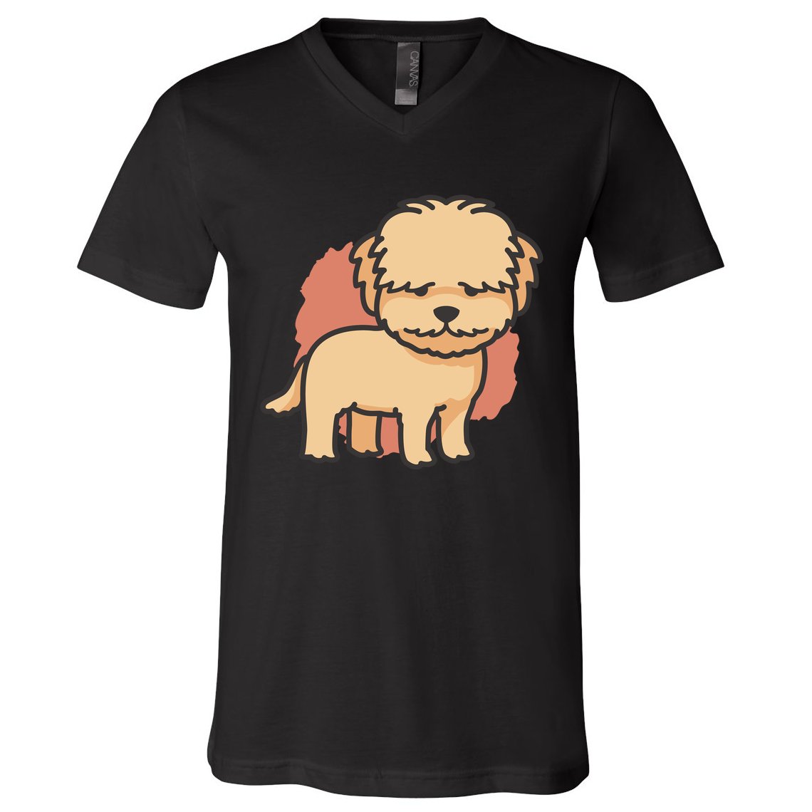 Cute Goldendoodle Dog V-Neck T-Shirt