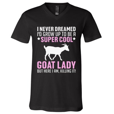 Cool Goat Design For Wo Farmer Farming Goat Lover V-Neck T-Shirt