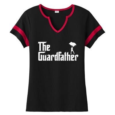 Color Guard Dad Marching Band Colorguard The Guardfather Ladies Halftime Notch Neck Tee