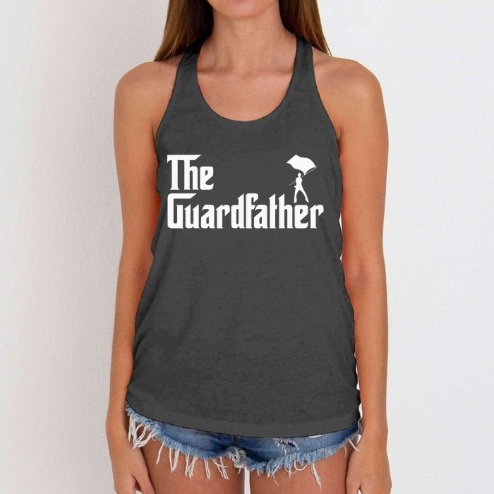 Color Guard Dad Marching Band Colorguard The Guardfather Women's Knotted Racerback Tank