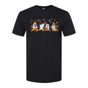 Cute Ghost Drinking Coffee Halloween Fall Ghost Book Reading Softstyle CVC T-Shirt