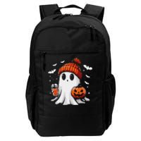 Cute Ghost Drinking Coffee Halloween Ghost Coffee Apparel Daily Commute Backpack