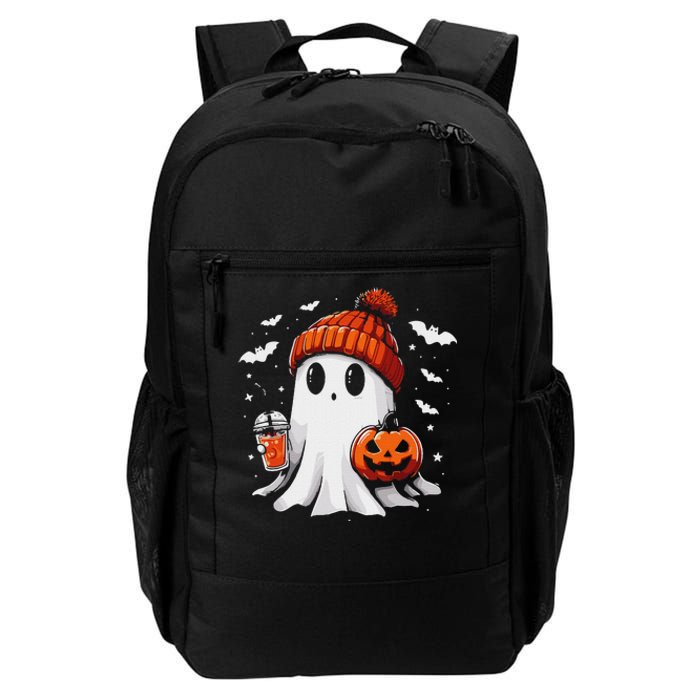 Cute Ghost Drinking Coffee Halloween Ghost Coffee Apparel Daily Commute Backpack