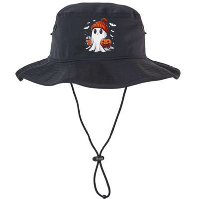 Cute Ghost Drinking Coffee Halloween Ghost Coffee Apparel Legacy Cool Fit Booney Bucket Hat