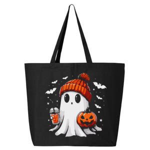 Cute Ghost Drinking Coffee Halloween Ghost Coffee Apparel 25L Jumbo Tote