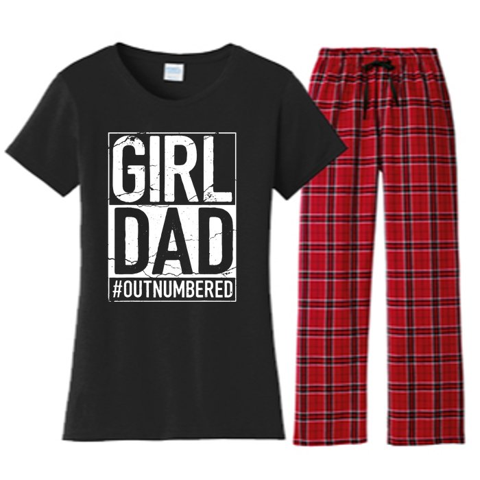 Cool Girl Dad For Men Father Super Proud Dad Outnumbered Dad Women's Flannel Pajama Set