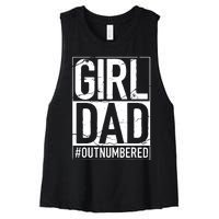 Cool Girl Dad For Men Father Super Proud Dad Outnumbered Dad Women's Racerback Cropped Tank