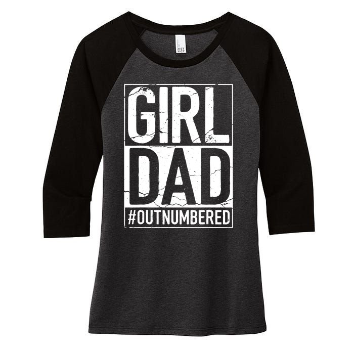 Cool Girl Dad For Men Father Super Proud Dad Outnumbered Dad Women's Tri-Blend 3/4-Sleeve Raglan Shirt