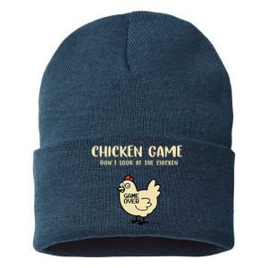 Chicken Game Dont Look At The Chicken Funny Sustainable Knit Beanie