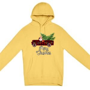 Christmas Gnome Driving Red Buffalo Plaid Christmas Truck Great Gift Premium Pullover Hoodie