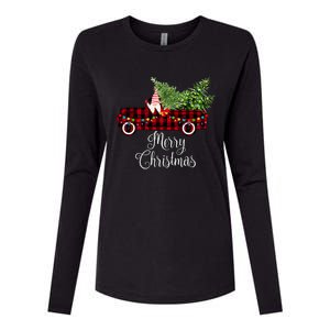 Christmas Gnome Driving Red Buffalo Plaid Christmas Truck Great Gift Womens Cotton Relaxed Long Sleeve T-Shirt