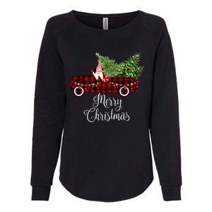 Christmas Gnome Driving Red Buffalo Plaid Christmas Truck Great Gift Womens California Wash Sweatshirt