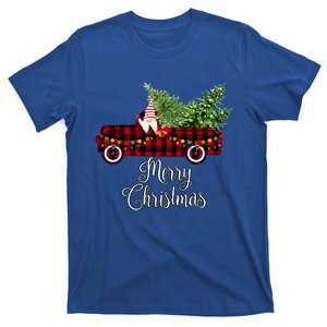 Christmas Gnome Driving Red Buffalo Plaid Christmas Truck Great Gift T-Shirt