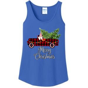 Christmas Gnome Driving Red Buffalo Plaid Christmas Truck Great Gift Ladies Essential Tank