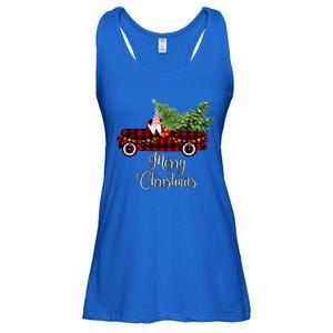 Christmas Gnome Driving Red Buffalo Plaid Christmas Truck Great Gift Ladies Essential Flowy Tank